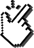 Pixelachtige muisaanwijzer in zwart-witstijl